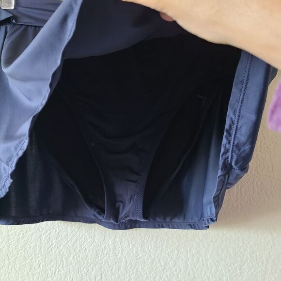 GARNET HILL Swim Brief Bottom Skirt Swimsuit 16 Blue Ruched Waist Bathing Suit - Picture 2 of 8